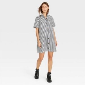 NWOT Who What Wear - Button Up Trapeze Stripe Dress - Size Medium